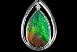 Ammolite Pendant with Sterling Silver and a White Sapphire #175221-1